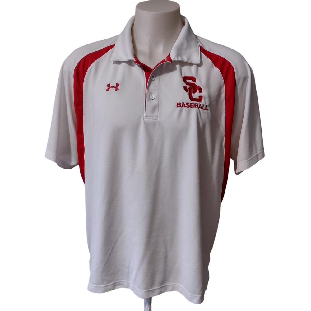 Under Armour Polo Shirt Mens Size XL Heatgear SC Baseball Embroidered Logo Loose